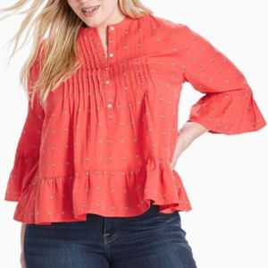 LUCKY BRAND Top Pintuck Pleated Peplum Blouse NWT